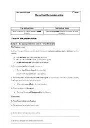 English Worksheet: the active vs the passive voice