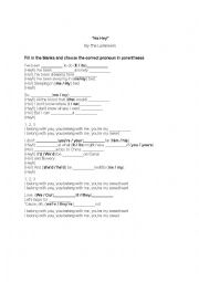 English Worksheet: Ho Hey by The Lumineers Pronoun Practice