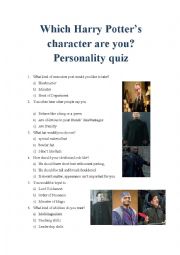 English Worksheet: Which Harry Potters character are you? Personality quiz part 19