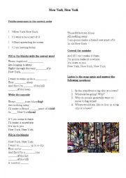 English Worksheet: New York Frank Sinatra