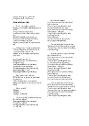English Worksheet: Adele song, listen and number the paragraphs in the correct order