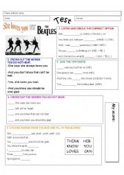 English Worksheet: She loves you (Present Simple listening)