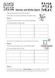 English Worksheet: Summer and Winter sports