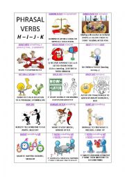 English Worksheet: Lets play with Phrasal Verbs - 4 on 8 - H & I & J & K