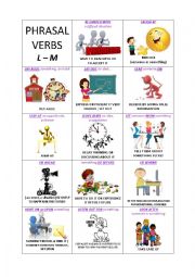 English Worksheet: Lets play with Phrasal Verbs - 5 on 8 - L & M