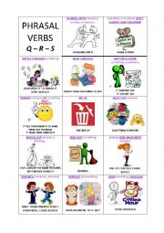 English Worksheet: Lets play with the Phrasal Verbs - 7 on 8 - Q & R & S