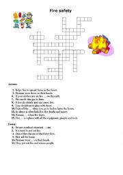 English Worksheet: Cross word Fire safety