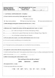 English Worksheet: 9th form test 2016