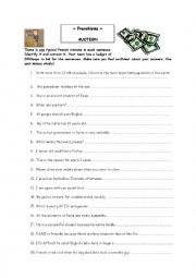 English Worksheet: Frenchisms false friends auction