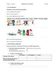 sporting activities worksheet