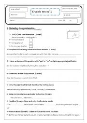 English Worksheet: 9TH FORM TEST