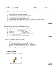 English Worksheet: Infinitive or Gerund