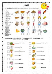 English Worksheet: VOCABULARY FOOD