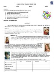 English Worksheet: test for 1st form