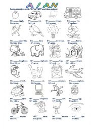 English Worksheet: Indefinite articles A / AN