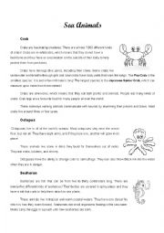 English Worksheet: Sea Animals