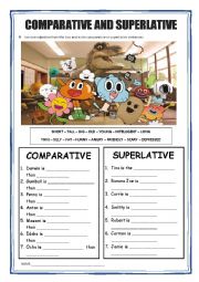 English Worksheet: Comparative and Superlative - The Amazing World of Gumball