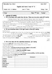 English Worksheet: mid semester 2 test n 2 9th form