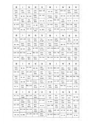 Bingo cards for simple past form of irregular verbs