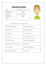 English Worksheet: Showing interest