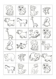 English Worksheet: Animals BINGO
