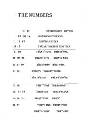 English Worksheet: numbers fron 10 to 50