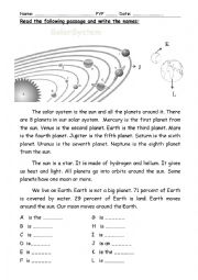 English Worksheet: A reading passage about 