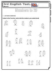 Numbers to 20 test