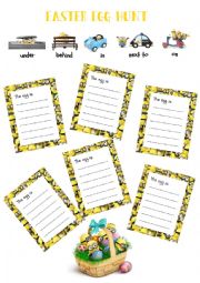 English Worksheet: EASTER EGG HUNT - PREPOSITIONS