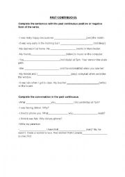 English Worksheet: past continuous