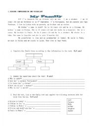 English Worksheet: Test on reading and grammar 