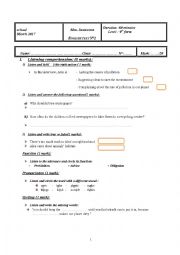 mid semester test 2 9th form