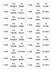 English Worksheet: Five senses dominoes