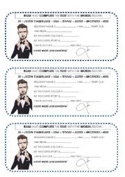 English Worksheet: Clebrities: Justin Timberlake