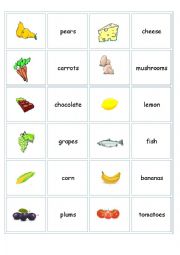 English Worksheet: memory cards food