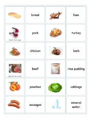 English Worksheet: memory cards food 3