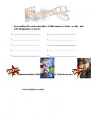 English Worksheet: types of films