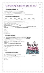 English Worksheet: Everything Is Sound (La La La) Jason Mraz