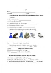 English Worksheet: Quiz about shopping vocabulary