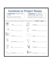 English Worksheet: Common and Proper nouns