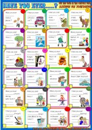 English Worksheet: Have you ever?: grammar practice and pair work