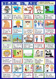 English Worksheet: BE : am , is are, 