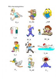 action verbs: fill in the missing letter