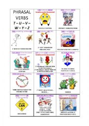 English Worksheet: Lets play with the Phrasal Verbs - 8 on 8 - T & U & V & W & Y & Z