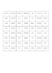 English Worksheet: Comparative adjectives Game