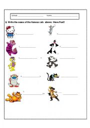 English Worksheet: Famous cats -