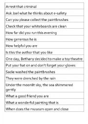 English Worksheet: Sorting sentence types