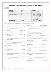 English Worksheet: Third singular person in present simple