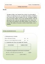 English Worksheet: reading comprehension