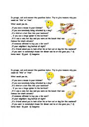 English Worksheet: Speaking Second Conditional animals